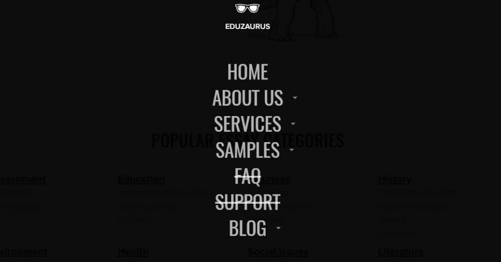 eduzaurus.com Navigation