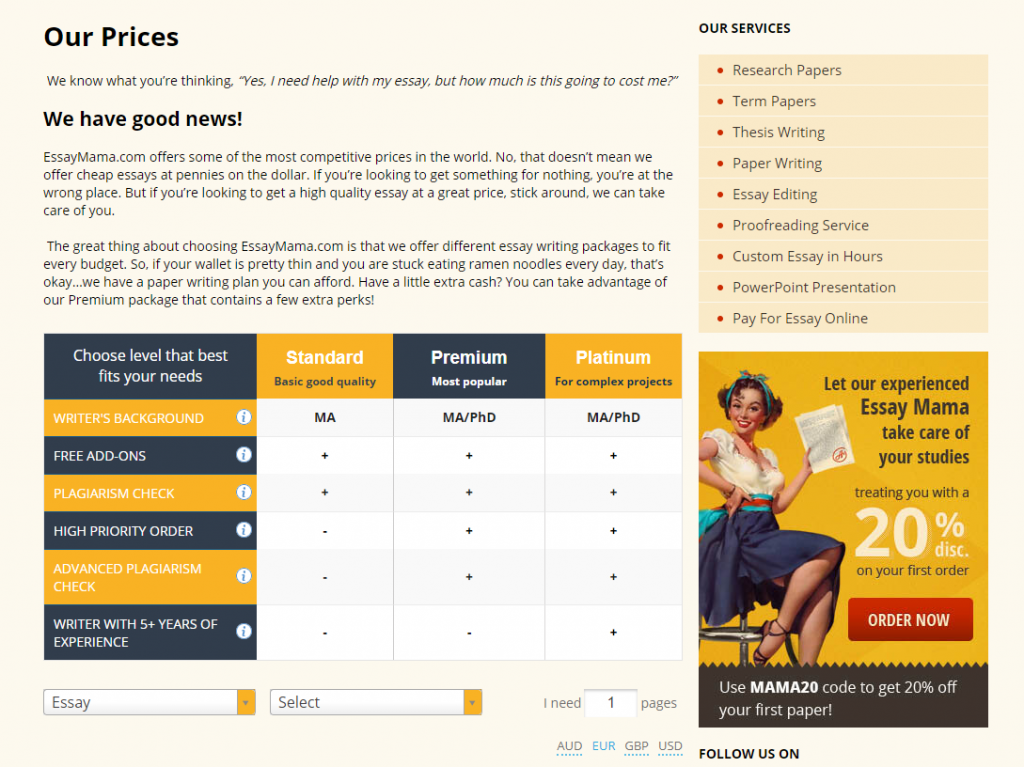 EssayMama.com review prices