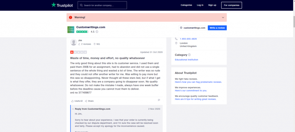 customwritings.com reviews-trustpilot